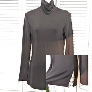 Victorias Secret Catalogue 90s Slinky Black Turtleneck Tunic Medium buckles MODA